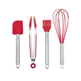 Karaca Cake 10Pcs Cake Serving Utensil Red Spatula 25cm – Brush 25cm – Tongs 27cm – Whisk 7cm – Cream Container and 5 Different Heads |  153.03.06.6513